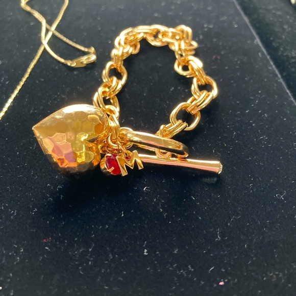 Rose Gold Heart Necklace & Bracelet Set White glass Pearl Ruby & Gold M details - Picture 6 of 7